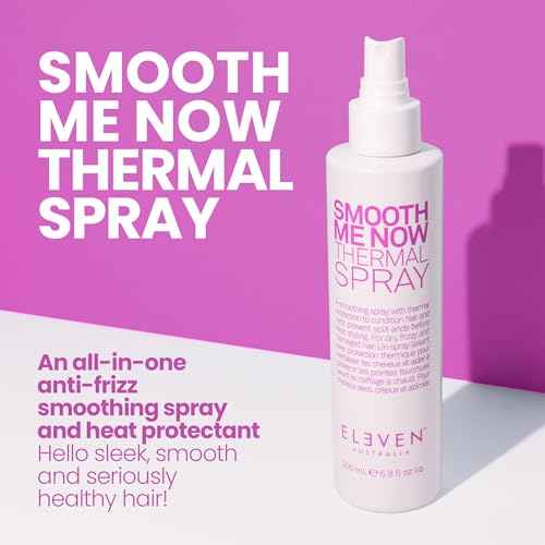ELEVEN AUSTRALIA Smooth Me Now Thermal Spray for Women & Men - Heat Protectant Spray for Hair, Anti Frizz, Heat Styling Protection for Dry Damaged Hair, Sleek Results, Lightweight Formula - 6.8 fl oz