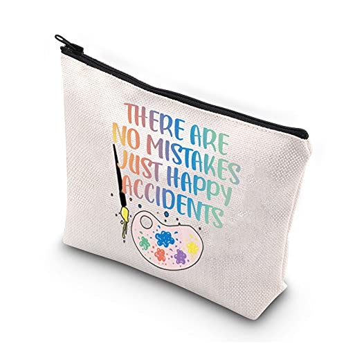 BDPWSS Paint Palette Brush Artist Painter Gift Art Teacher Appreciation Gift There Are No Mistakes Just Happy Accidents Makeup Bag For Art Lover Art Student Graduation Gift (No mistakes)