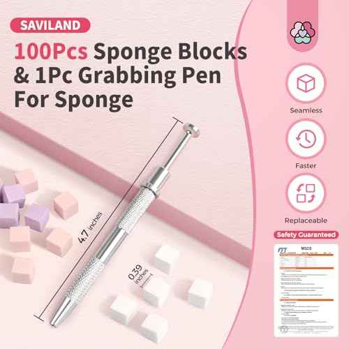 SAVILAND 100PCS Nail Sponges for Ombre: Nail Art Sponges with Storage Box Grabbing Pen Ombre Nail Sponge Gradient Nail Tools Aura Nails Ombre Nail Brush Accessories Supplies Home DIY Nail Art Salon