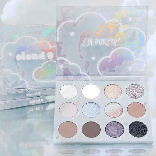 ColourPop Eyeshadow Palette - Eye Makeup Palette with Matte, Metallic, Matte Sparkle & Glitter Finishes - High-Pigment Eye Makeup with a Long-Wearing Formula - Cloud 9 (0.49 oz)