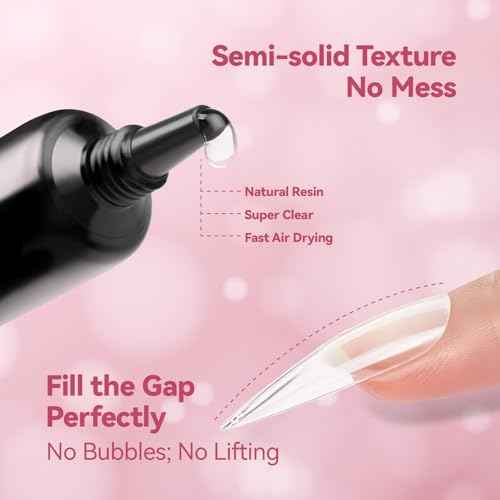 Makartt New Super Strong Semi Solid Nail Glue, Upgraded Hema-Free Nail Glue for Press On Nails, No UV/Led Lamp Needed, Quick Drying 20s, Fake Tips Adhesion, Nail Glues DIY Home Salon Manicure 10ml