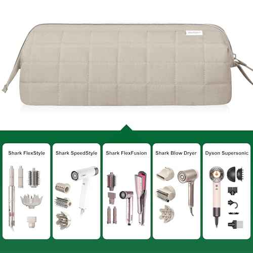 Hair Tools Travel Bag Organizer for Dyson Airwrap Case Holder Shark Hair Dryer Flex Style Airstraight Brush Revlon Attachments Carrying Case Flat Curling Iron Bags (Camel)