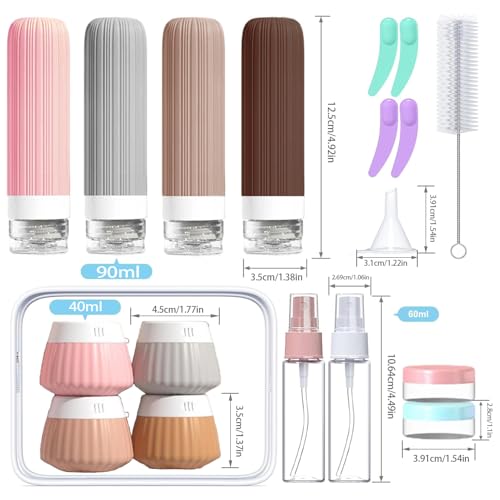 NuvaConx 18-Pack Travel Bottles Set - TSA Approved Silicone Containers