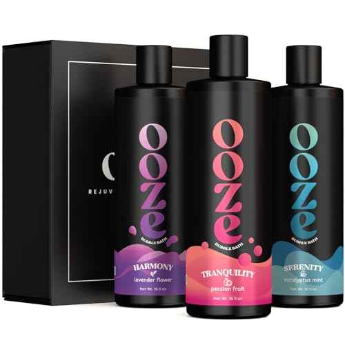 OOZE Bubble Bath Set for Women (16oz ea) Lavender, Eucalyptus & Passion Fruit - Bath and Body Spa Gift Set, Spa Gift for Her - Zero Parabens, Cruelty-Free, Made in The USA