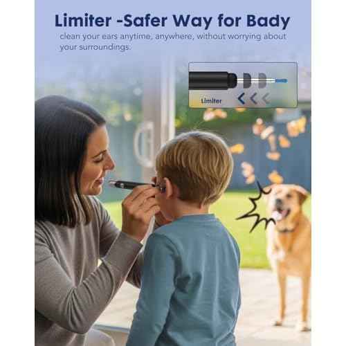Ear Wax Removal,Littlelucky- 4 in 1 Ear Canal Cleaner 1080P HD Lens with 6 LED Lights for Ear/Nose/Throat/Skin Viewing,Ear Cleaning Kit with 6 Piece Ear Set & 9 Replacement Tips for iOS & Android
