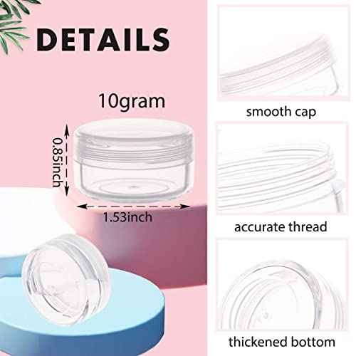 100 Pieces 10 Gram Sample Containers with Lids, 10ML Sample Jars, BPA Free Tiny Cosmetic Containers for Makeup, Lotion, Eye Shadow, Powder, and Lip Balms