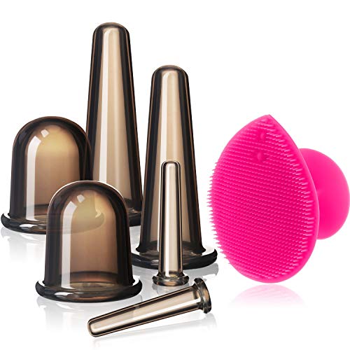 BBTO Silicone Facial Cupping Set - 6 Cups & Brush