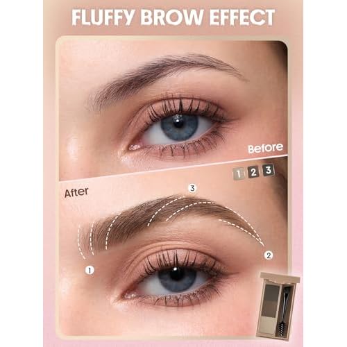 SHEGLAM Puff Brow Palette Eyebrow Powder Waterproof Long Lasting Eyebrow Filler Contour-Brown