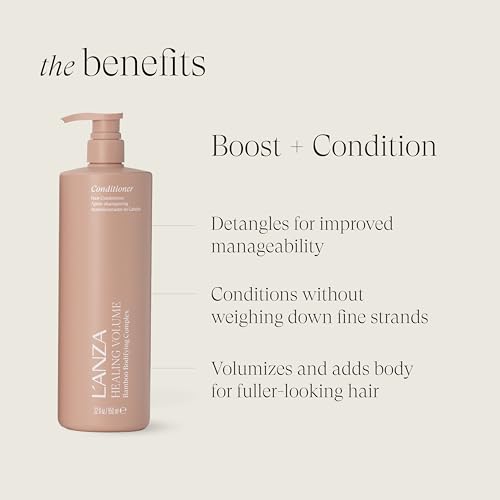 L'ANZA Healing Volume Hair Thickening Conditioner Volumizing Conditioner, Adds Body, Boosts Fullness, Detangles, Lightweight Moisture, Color Safe, Anti-Frizz Anti-Humidity, Sulfate Free