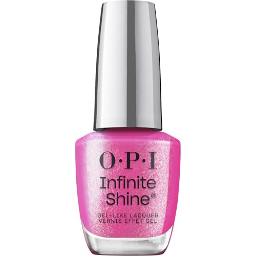 OPI Infinite Shine Nail Polish - I’m Not Really an Influencer Semi-Sheer Bright Pink Fuchsia with Glitter, Spring 2026