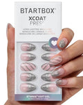 BTArtbox Sparkle Bow C1 Press On Nails Short Almond French Tip Kit 32 Pcs