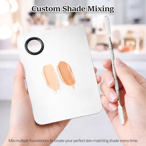 Stainless Steel Makeup Mixing Palette Set with Spatulas – 2-Piece 6x4 inch