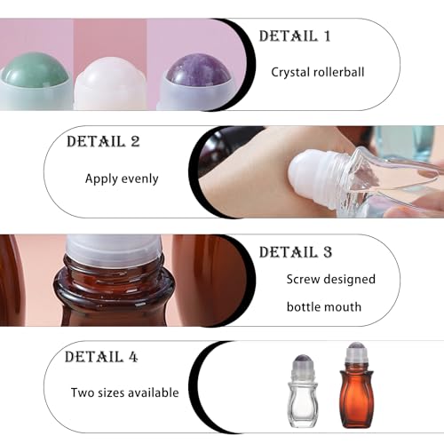 RAMFIYN Purple 50ml Amber Glass Roll-On Bottles for Essential Oils, Refillable Quartz Rollerball, Indoor Use