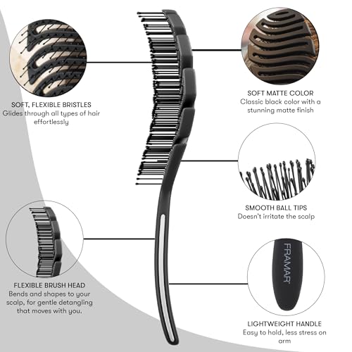 FRAMAR Vented Hair Brush for Women - Detangler & Blow Dry Styling Tool