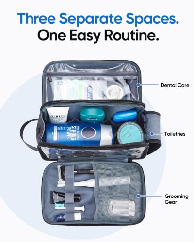 ZEEMO Black Medium Travel Toiletry Bag for Men with Dual Compartments