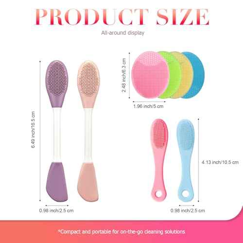 Ultra Soft Silicone Face Scrubber Set - 8 Piece Manual Gentle Facial Cleansing Brush & Pore Exfoliator, Deep Cleansing and Travel-Friendly