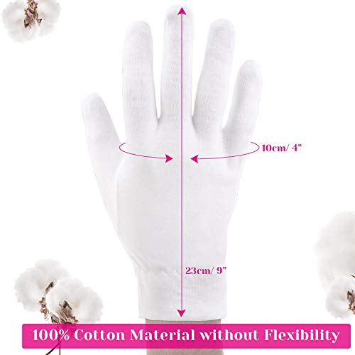 Moisturizing Gloves for Dry Hands Overnight, Selizo 3 Pairs 100 Percent White Cotton Gloves for Women Eczema, Hand Moisturizer Sleeping Spa Gloves for Eczema Dry Hands