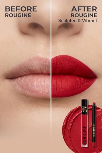 ROUGINE Matte Lipstick & Lip Liner Combo - Red Love, Waterproof