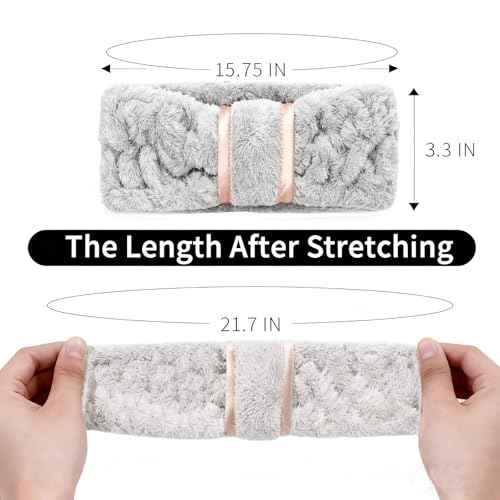 4 Pack Microfiber Towel Headbands for Washing Face, Spa & Skincare for Women (Beige, Dark brown, Grey, Black)