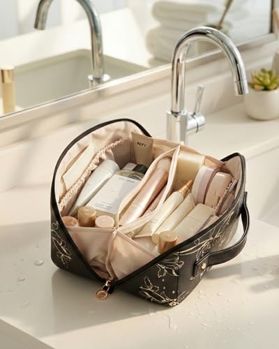 EACHY Large Makeup Bag, Waterproof Travel Cosmetic Organizer