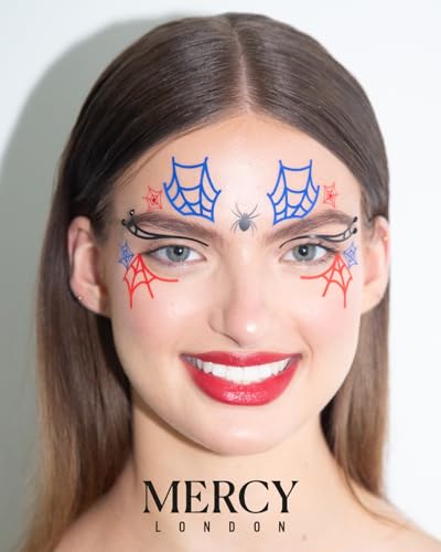 Mercy London Spiderweb Face Gems - Red, Blue & Black Stick-On Crystals