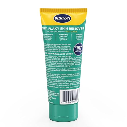 Dr. Scholl's Dry, Flaky Skin Remover Ultra Exfoliating Foot Lotion Cream, 3.5 oz, Moisturizer with Urea for Rough Dry Cracked Feet, Heal and Soothe for Healthy Looking Feet, Intensive Foot Skin Care