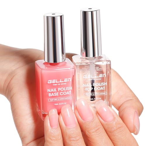 GELLEN Quick Air Dry Base & Top Coat Set - Calcium Nail Strengthener