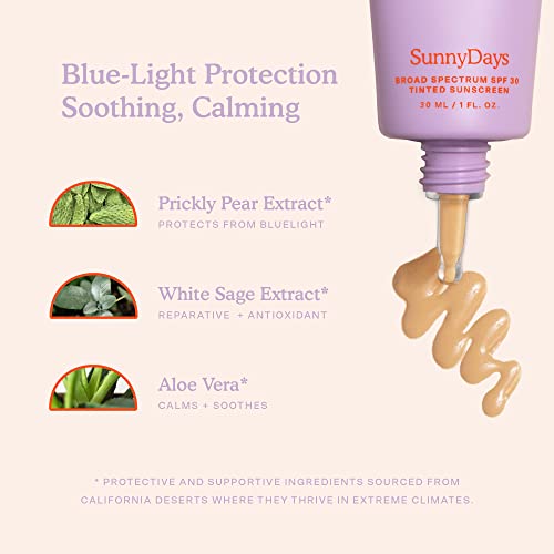Tower 28 SunnyDays SPF 30 Tinted Moisturizer - 2-in-1 Buildable Coverage Foundation + Mineral Sunscreen for Face - Zinc Oxide, Aloe & Prickly Pear for Sensitive Skin - 15/Light Warm (1 oz)