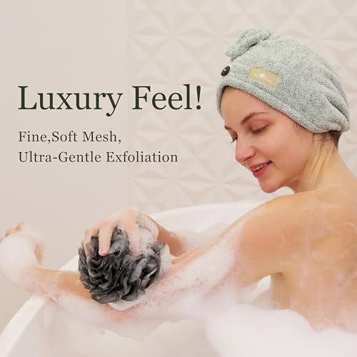 myHomeBody 70g Loofah Sponge 3-Pack with Activated Charcoal