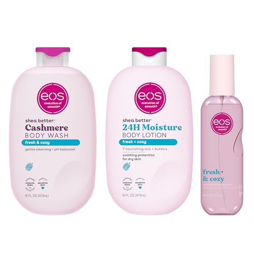 Eos Fresh & Cozy Body Wash, Lotion & Mist Set - Hydrating & Scented