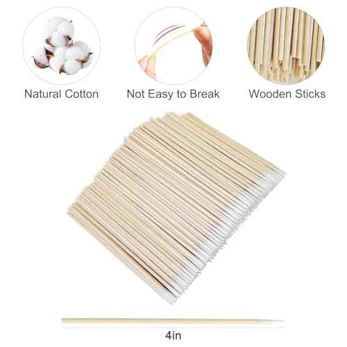 600 Pcs Pointed Cotton Swabs for Nails - 4 Inch Precision Tip Cotton Swabs with Wooden Sticks - Perfect for Nail Polish Remover, Makeup Applicators, Tattoo Permanent Supplies
