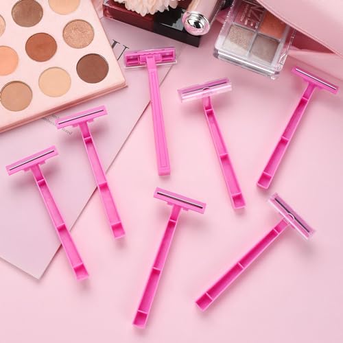 30 Count Women's Disposable Razors, Twin Blade Shaving Razor Pink Stainless Steel Women's Disposable Razors for Men Women Camping Traveling Home