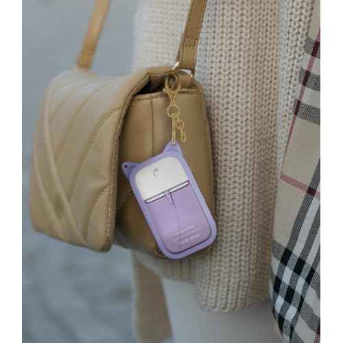 1 Pack Silicone Case Compatible with Touchland Hand Sanitizer Spray (Fit for 1 FL OZ/30 mL Ver), Portable keychain Cute Color Ears (Purple)