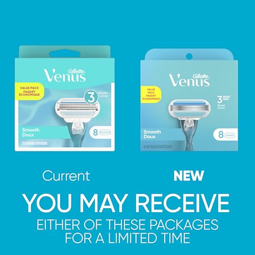 Gillette Venus Smooth Women's Razor Blade Refills, 3-Blade - 8 Count