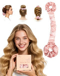 BONNET QUEEN Large Satin Heatless Hair Curler for Long Thick Hair, Cream Pink