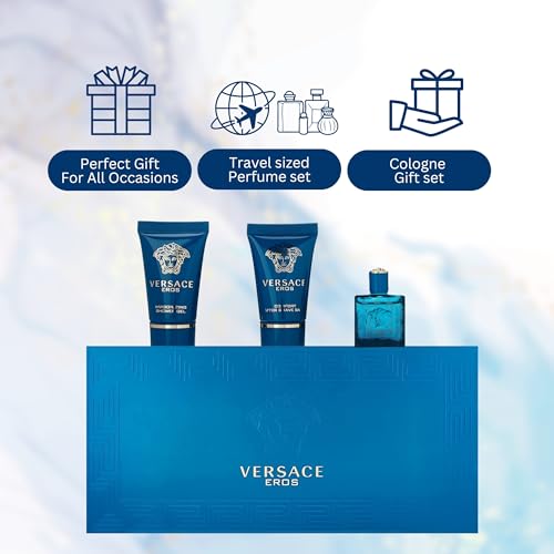 Versace Eros Men's 3-Piece Mini Travel Gift Set (EDT, Gel & Balm)