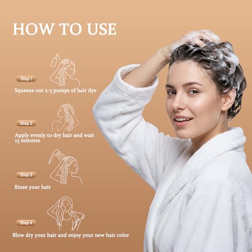 Dark Brown Hair Dye Shampoo - 100% Gray Coverage, 3-in-1 Formula