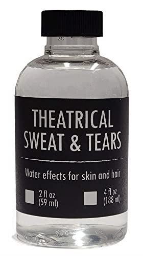 Theatrical Sweat and Fake Tears 4 oz - Special FX Makeup - Clear Thick Liquid Creates Movie Quality Fake Tears, Fake Perspiration, Beads of Water, and Wet Hair Look. Slow-Drying, Oil Free. Stays looking Wet. Vegan Non-Toxic. Safe All Natural Ingredients f