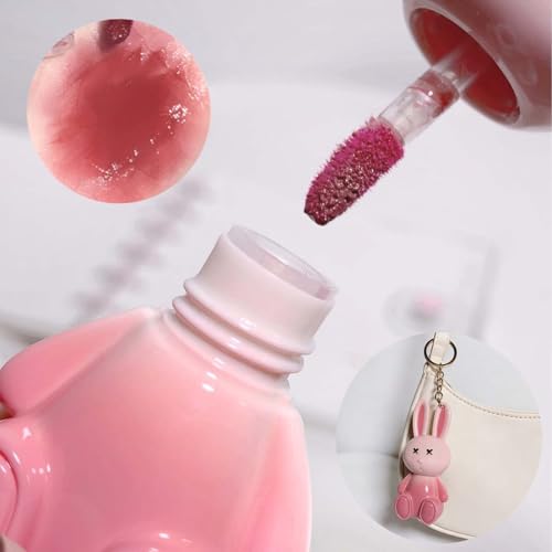 Cute Bunny Lip Gloss Keychain Set - 3 Colors High-Shine Jelly