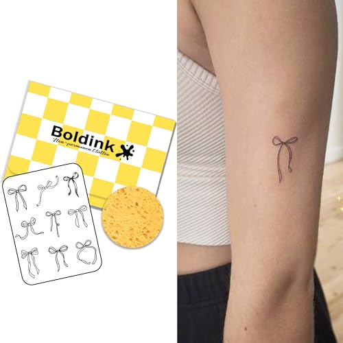 Semi-permanent Tattoos,Realistic Fake Tattoos,Last 7-15 Days,Waterproof Non-reflective Temporary Tattoo Stickers,Cruelty-free,Uniquely Designed Exquisite Packaging(Bowknot)
