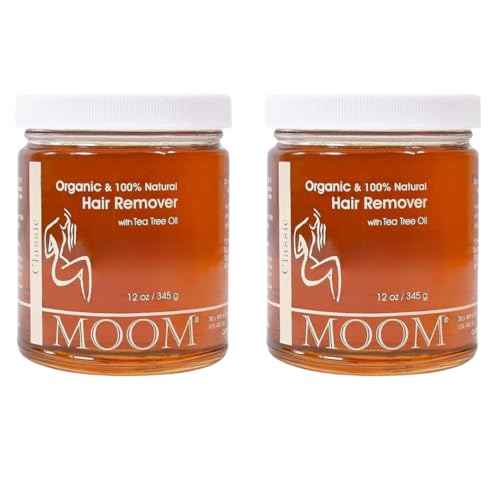 MOOM Organic Sugar Wax with Tea Tree Oil, 12 oz Jar (2-Pack), Hair Removal for Bikini, Brazilian, Face & Legs - Soft wax for Sensitive Skin, Best For Women & Men (Strips & Sticks NOT Included)