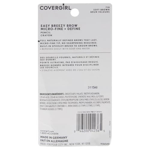 COVERGIRL Easy Breezy Brow Micro-Fine Pencil, Soft Brown