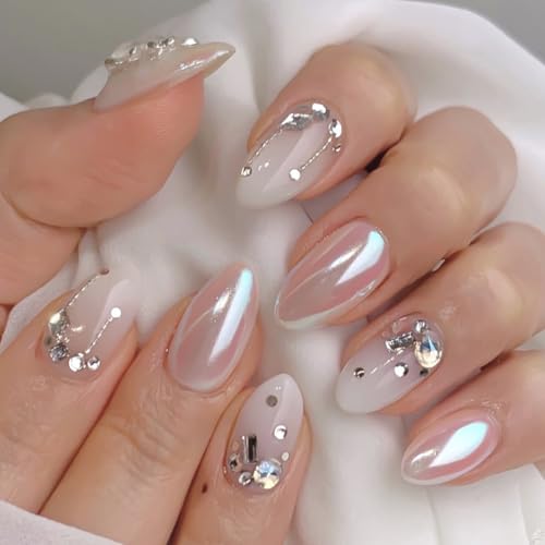 YIHONGYAN Almond Ombre Press-On Nails Kit - 24 Pcs Acrylic