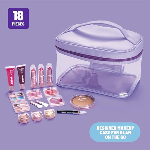 Claire's Ultimate Makeup Kit, 18-Piece Real Cosmetic Set, Makeup for Kids 8-12, Girl Toys & Beauty Activity Gift with Lip Gloss, Lipstick, Eyeshadow, Eyeliner, Blush, Highlighter & Carry Case