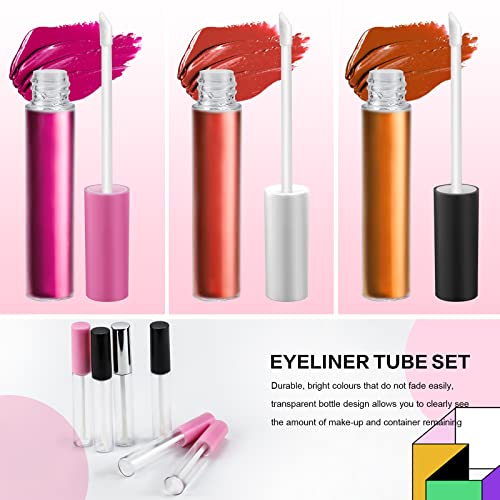 Bercoor 30 Pack Lip Gloss Tube, 10ml Empty Refillable Lip Balm Bottle Clear Plastic Lip Gloss Container with Rubber Stoppers for DIY Makeup, Personal Cosmetic, Black, Sliver and Pink