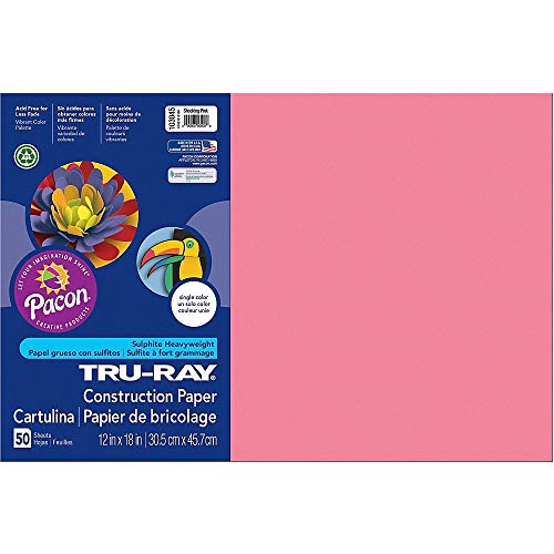 Tru-Ray® Construction Paper, 50% Recycled, 12" x 18", Shocking Pink, Pack Of 50