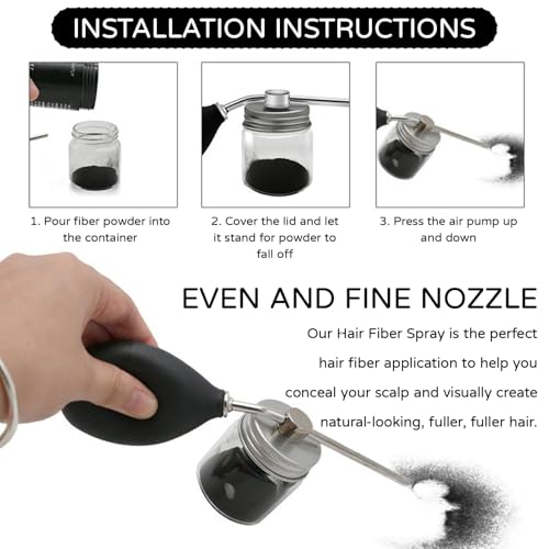 Hair Fiber Spray Bottle 2-Pack with Fine Mist Nozzle