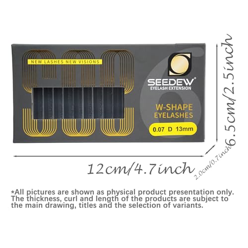 6D Lash Extensions, 0.07mm D Curl MIX8-15mm 12 Rows/Tray, W Shape Flat Stem, PBT Mega Volume Eyelash Grafting for Beginner Artist, Lash Tech, Beauty Salon(6D-Matte Black-0.07-D-MIX8-15mm)