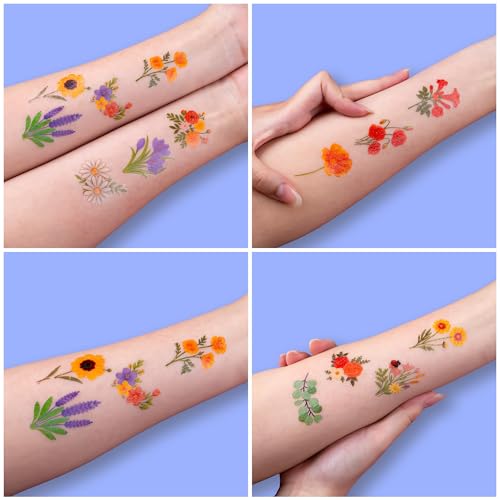 96 PCS Wildflower Temporary Tattoos for Kids - Party Favors