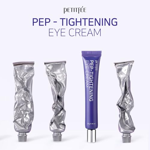 Petitfee Pep-Tightening Eye Cream 1.05 oz (30g) - Peptide Eye Cream with Green Tomato Extract, Coffee Seed Extract, Ceramide NP, for Fine Lines, Tightening Under Eye, Line Smoother, Korean Skin Care